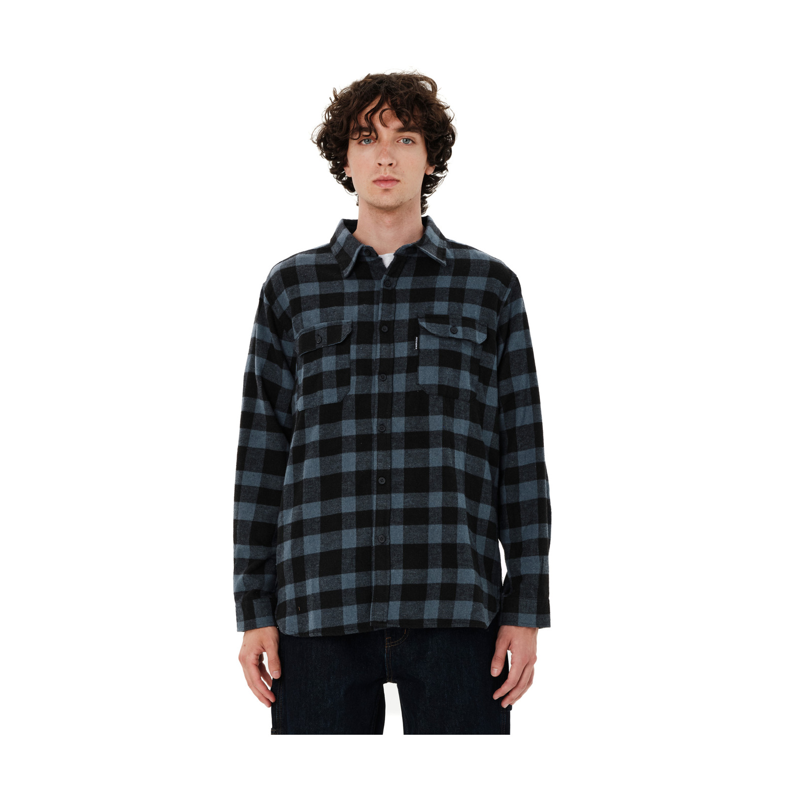 Emerson 262.EM60.10 Stone Blue/Black A ανδρικό καρό flannel πουκάμισο — εικόνα προϊόντος 1