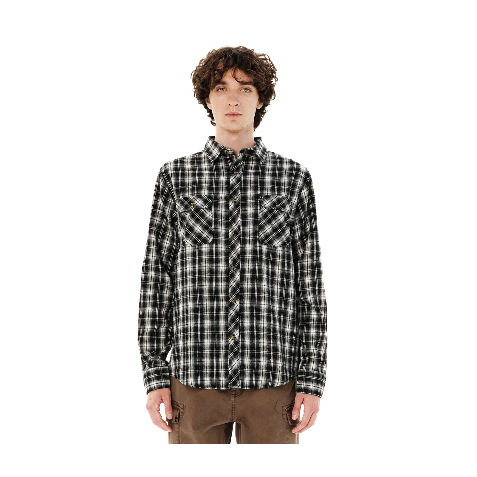 Emerson 262.EM60.80 Black/White ανδρικό καρό flannel πουκάμισο — εικόνα προϊόντος 1
