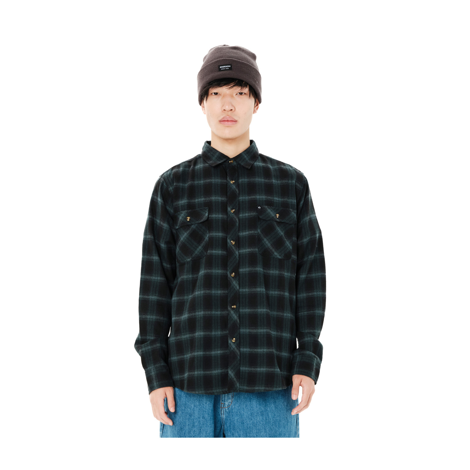 Emerson 262.EM60.80 Forest/Black ανδρικό καρό flannel πουκάμισο — εικόνα προϊόντος 1