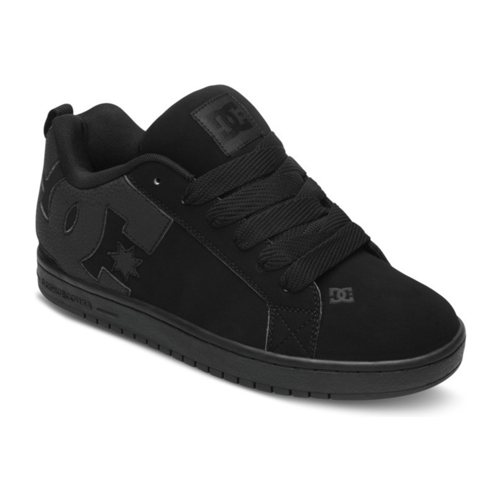DC Shoes Court Graffik Black / Black / Black — τρισδιάστατη μπροστινή όψη