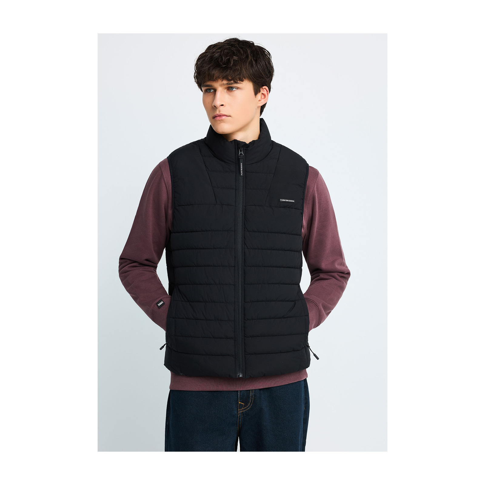 Funky Buddha FBM014-001-01 Black ανδρικό αμάνικο καπιτονέ puffer μπουφάν — εικόνα προϊόντος 1
