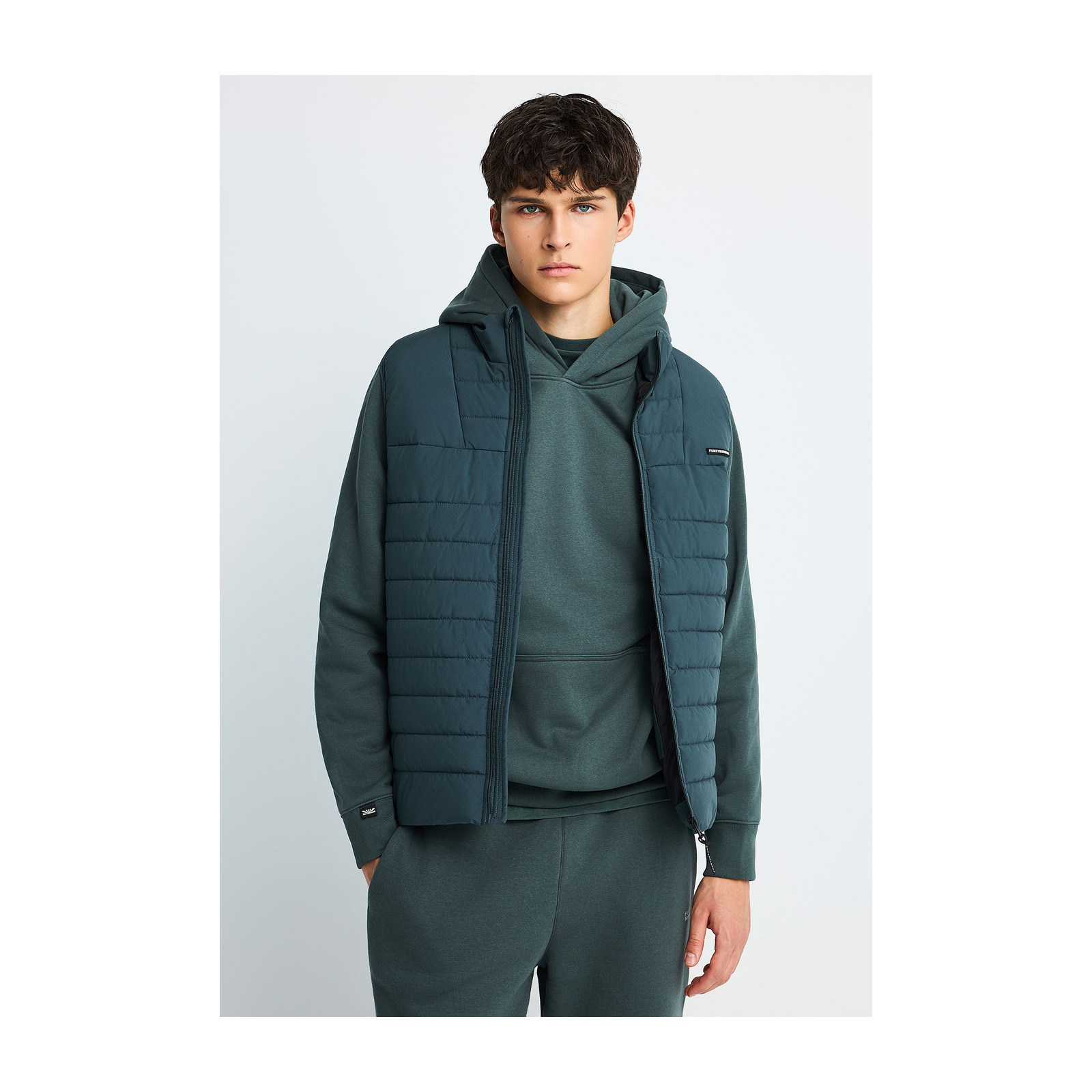 Funky Buddha FBM014-001-01 Green Storm ανδρικό αμάνικο καπιτονέ puffer μπουφάν — εικόνα προϊόντος 1