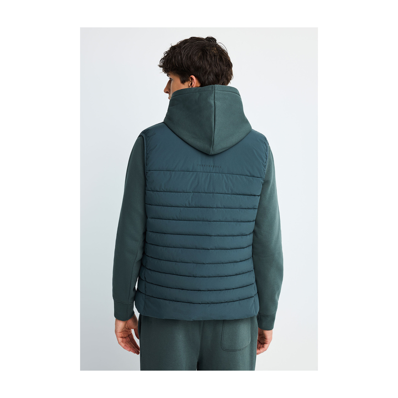 Funky Buddha FBM014-001-01 Green Storm ανδρικό αμάνικο καπιτονέ puffer μπουφάν — εικόνα προϊόντος 3