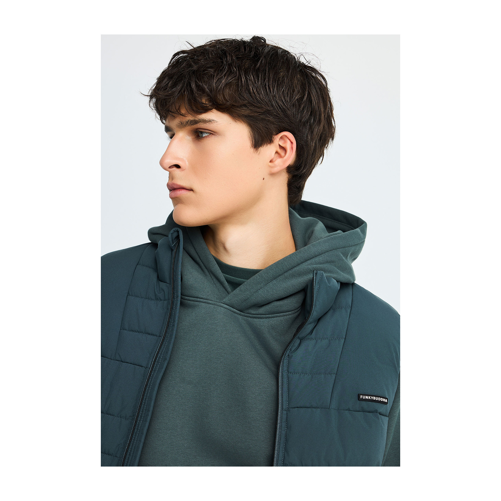 Funky Buddha FBM014-001-01 Green Storm ανδρικό αμάνικο καπιτονέ puffer μπουφάν — εικόνα προϊόντος 4
