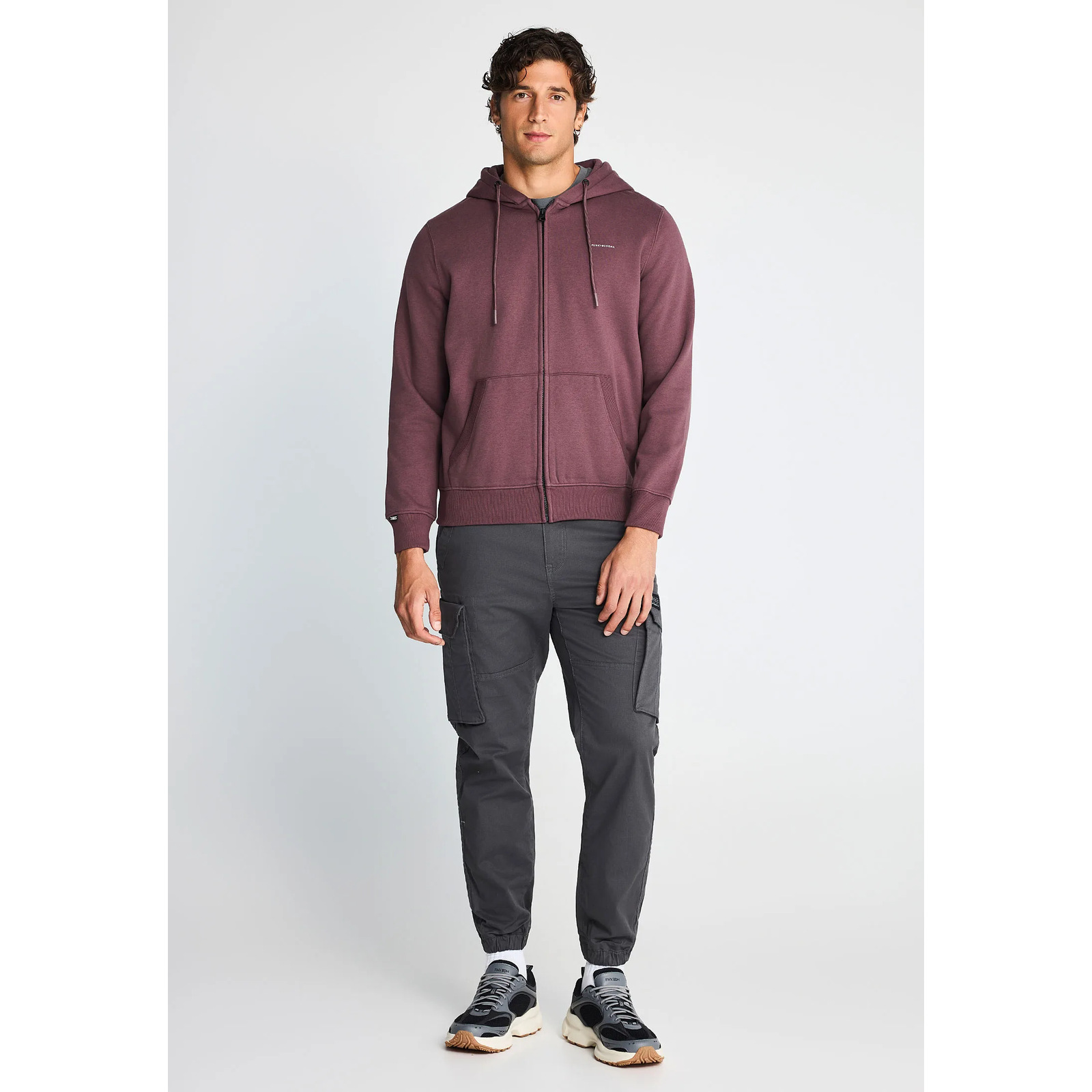 Funky Buddha ανδρική φούτερ ζακέτα με κουκούλα Shadow Mauve – φωτογραφία προϊόντος 1